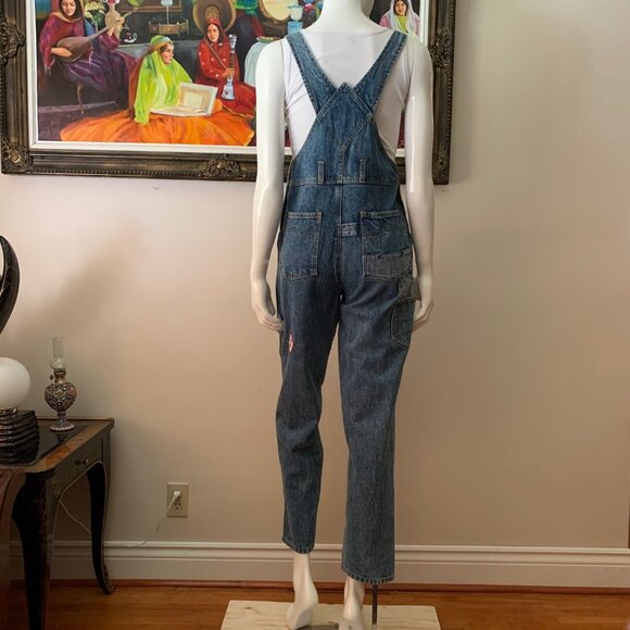 Denim Vintage Mr. Jump Women’s Overall Straight Leg Side Buttons Jeans Jumpsuit - Picture 10 of 11